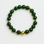 Jade Bracelet 10mm Natural Jade 18K Gold Plated Jewelry
