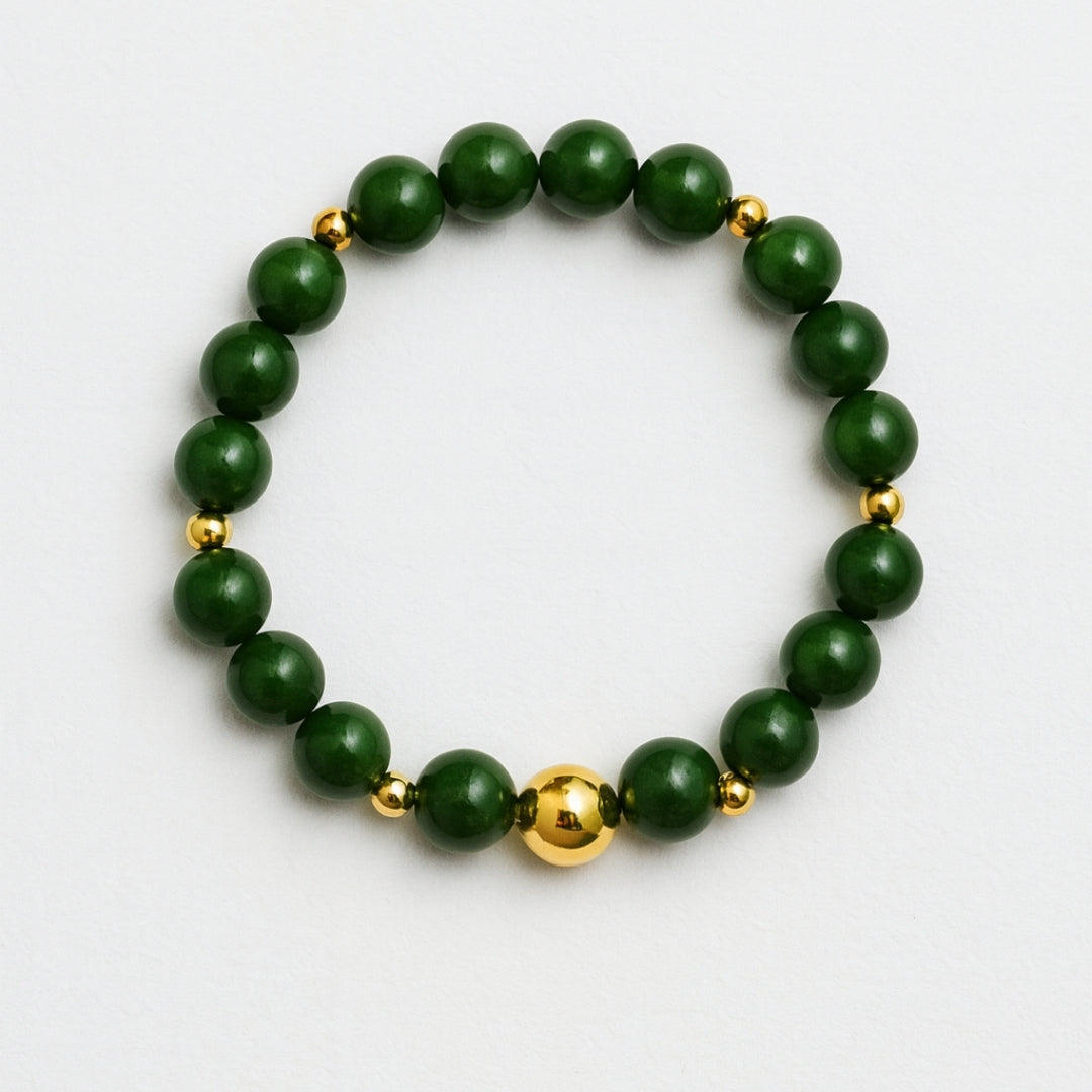 Jade Handmade Bracelet 10mm | Natural Green Jade Jewelry |