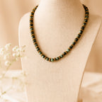 African Turquoise & Hematite Necklace 6mm | Handmade Gemstone Jewelry for Courage • Protection • Balance