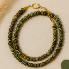 African Turquoise & Hematite Necklace 6mm | Handmade Gemstone Jewelry for Courage • Protection • Balance