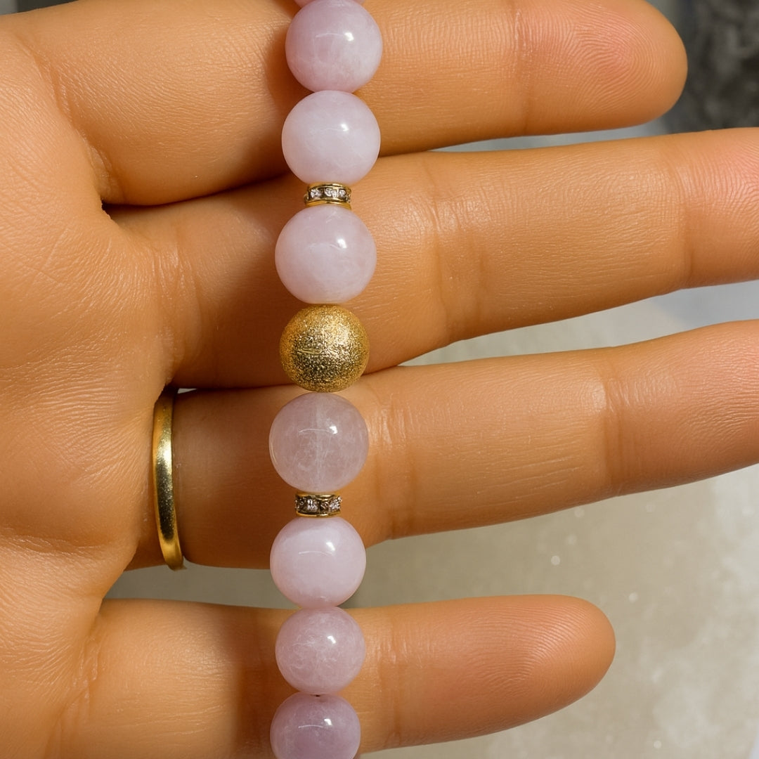 Kunzit Round Bracelet |8 mm Kunzit Healing Crystal Jewelry