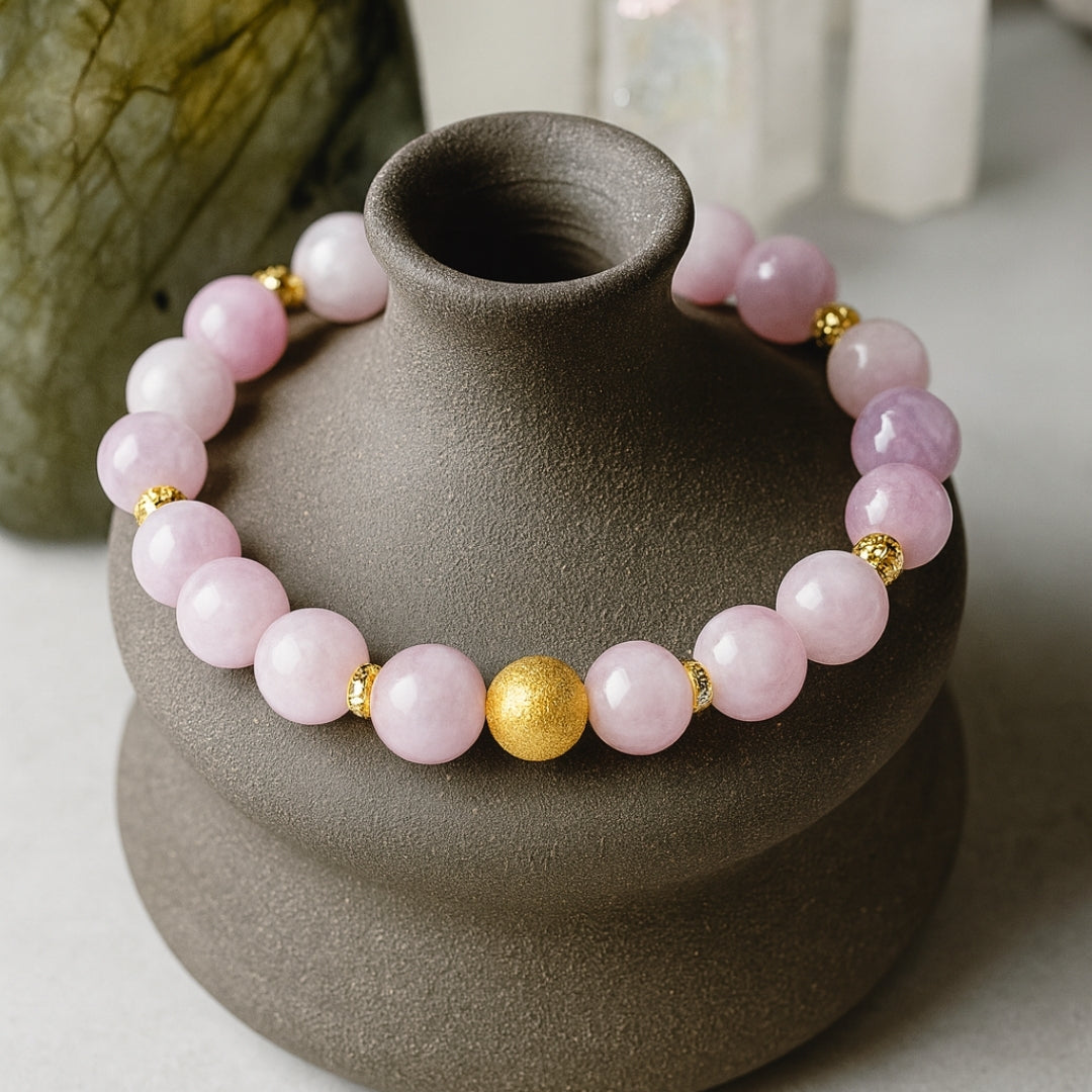 Kunzit Round Bracelet |8 mm Kunzit Healing Crystal Jewelry