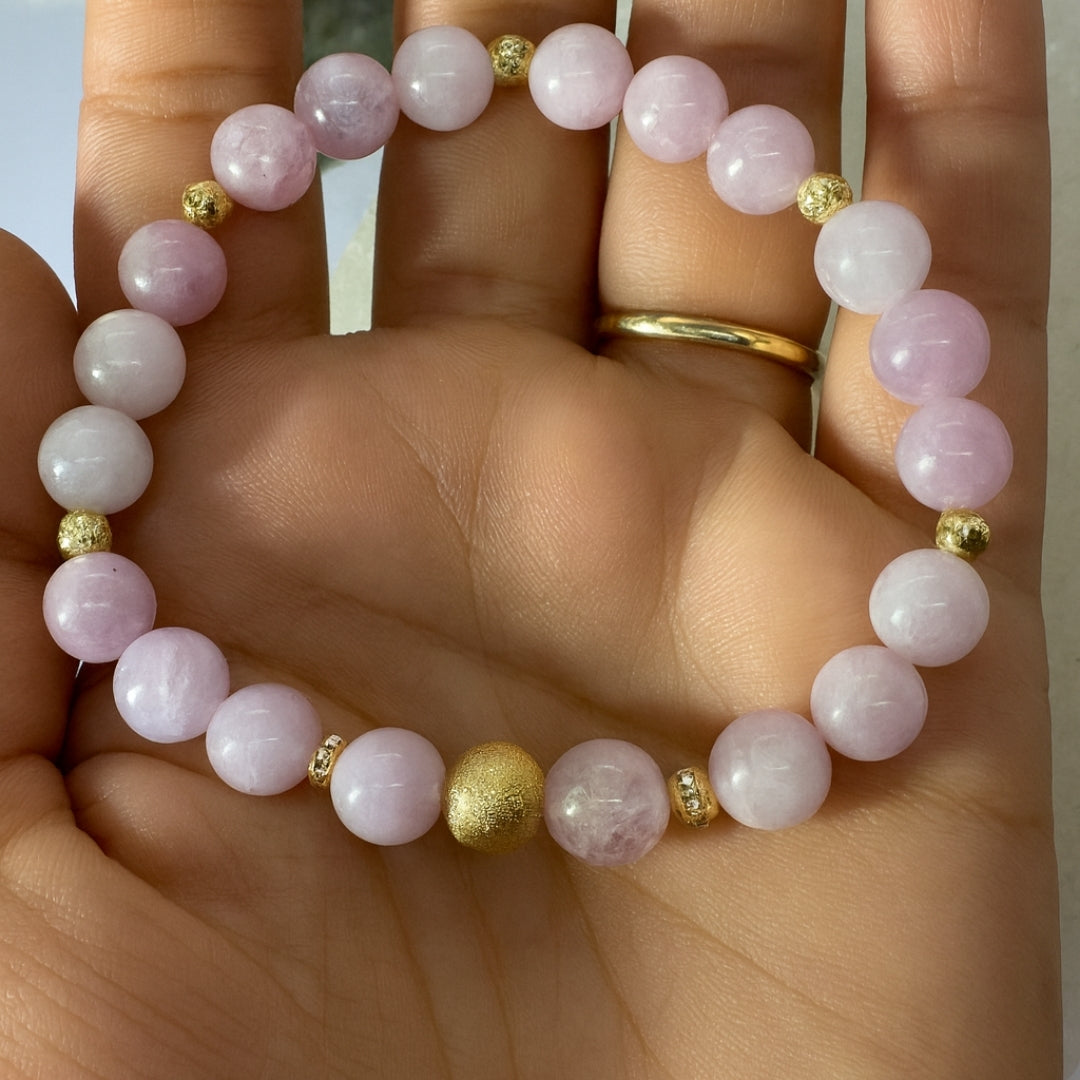 Kunzit Round Bracelet |8 mm Kunzit Healing Crystal Jewelry
