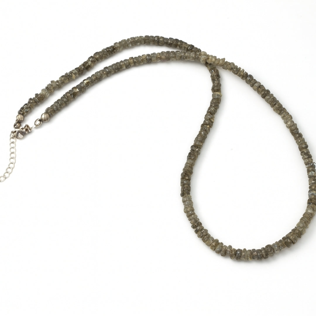 Labradorite Faceted Crystal Necklace 4×2 mm