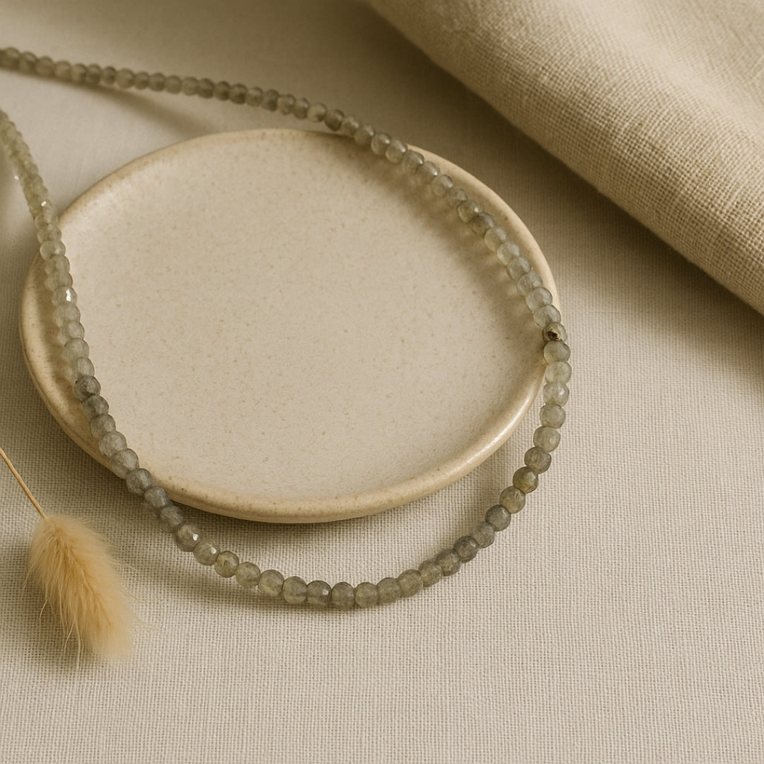 Labradorite Dainty Necklace 3mm Faceted Gemstone