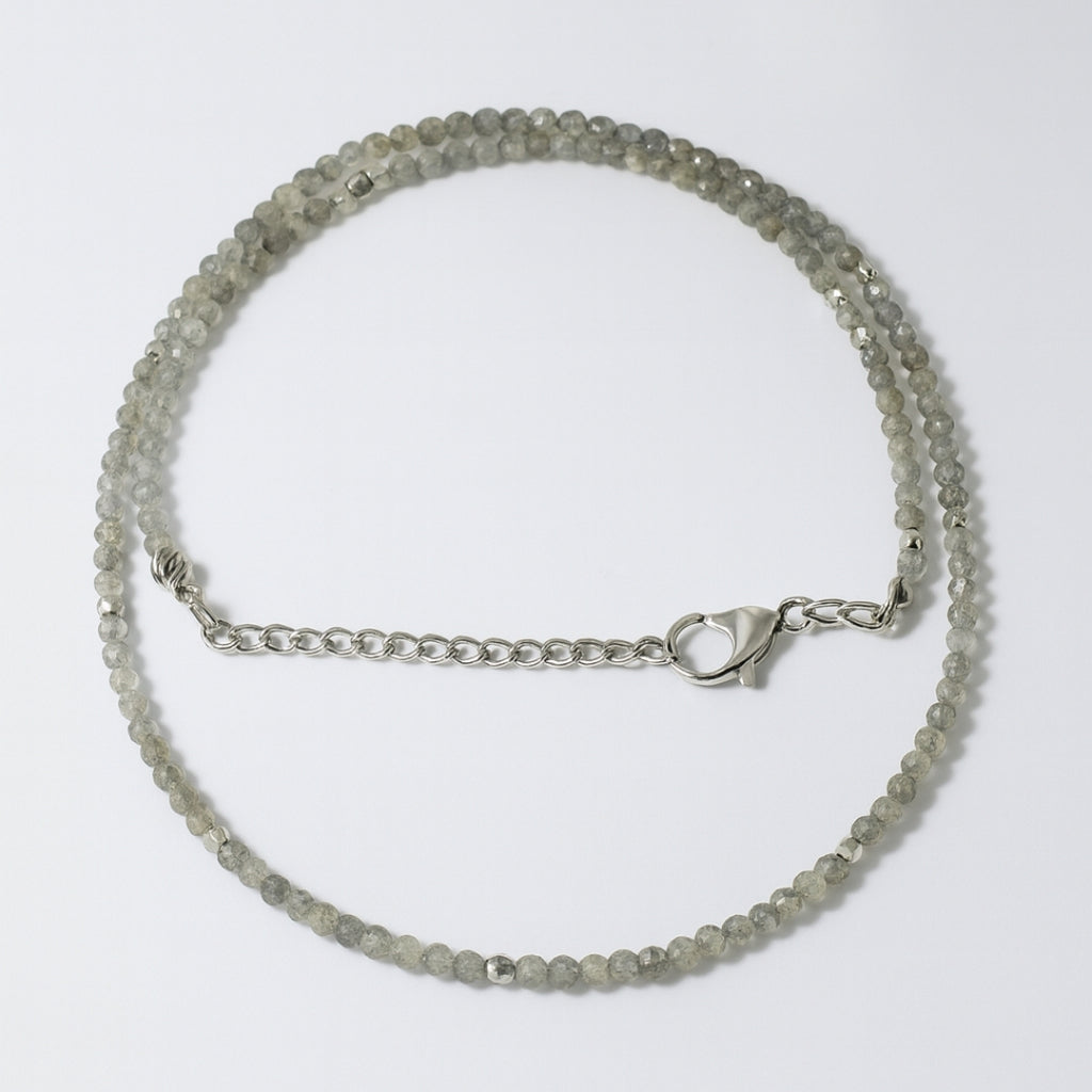 Labradorite Dainty Necklace 3mm Faceted Gemstone