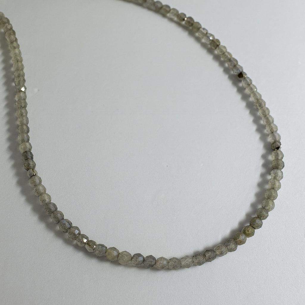 Labradorite Dainty Necklace 3mm Faceted Gemstone