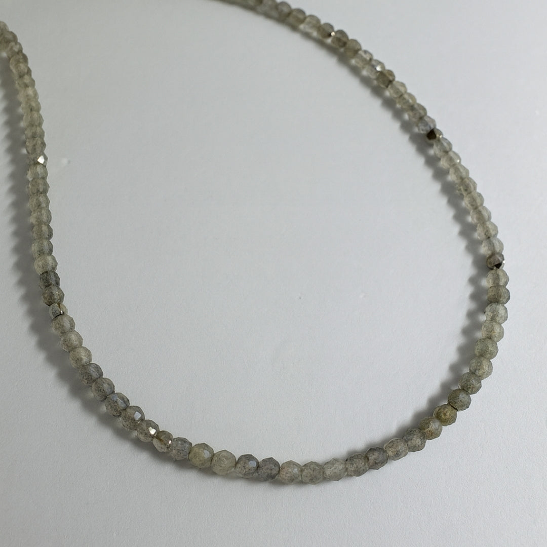 Labradorite Dainty Necklace 3mm Faceted Gemstone