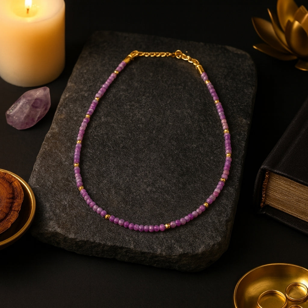 Lepidolite Necklace 4 mm | Emotional Balance • Stress Relief • Renewal Glow