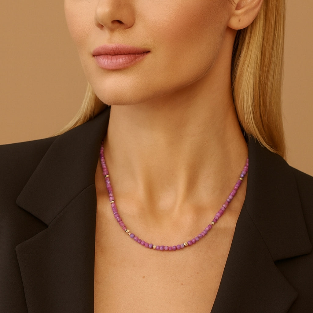 Lepidolite Necklace 4 mm | Emotional Balance • Stress Relief • Renewal Glow