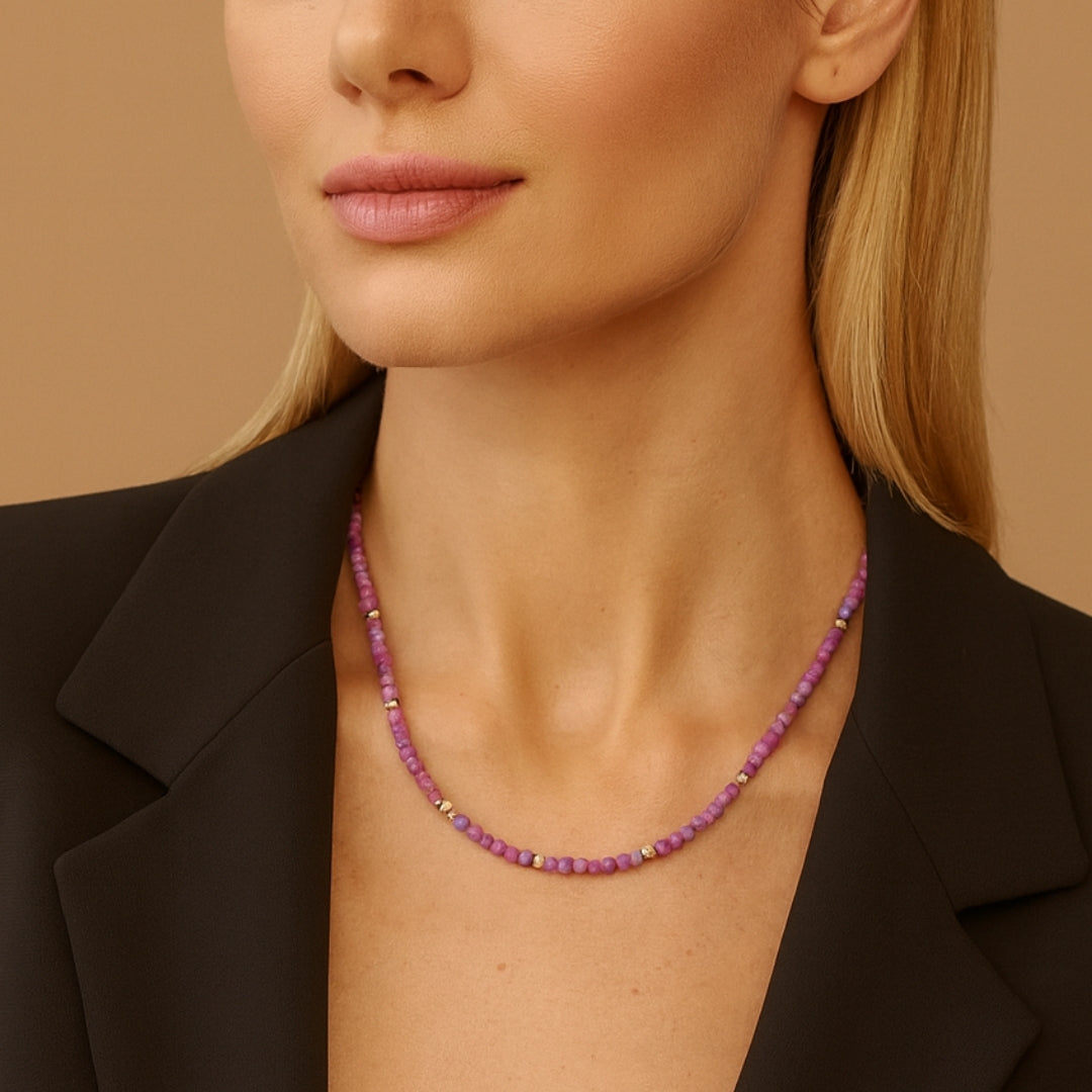 Lepidolite Necklace 4 mm | Emotional Balance • Stress Relief • Renewal Glow