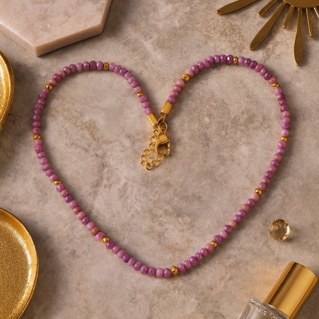 Lepidolite Necklace 4 mm | Emotional Balance • Stress Relief • Renewal Glow