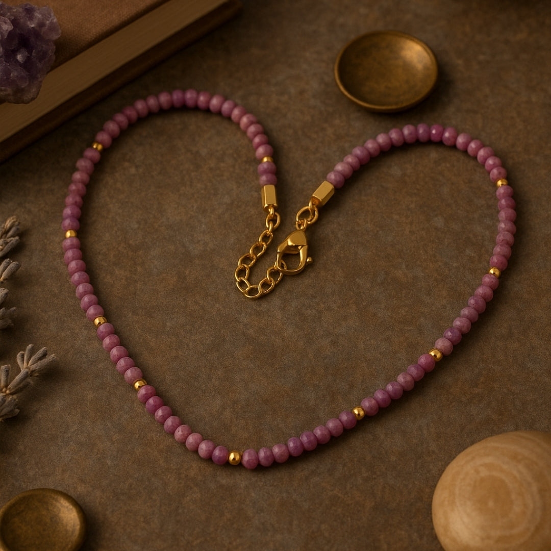Lepidolite Necklace 4 mm | Emotional Balance • Stress Relief • Renewal Glow