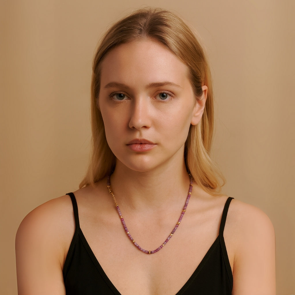 Lepidolite Necklace 4 mm | Aurora Calm Spiritual Necklace