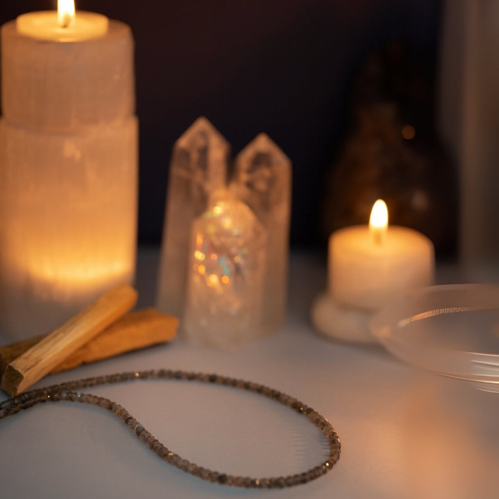 Labradorite Dainty Necklace 3mm Faceted Gemstone