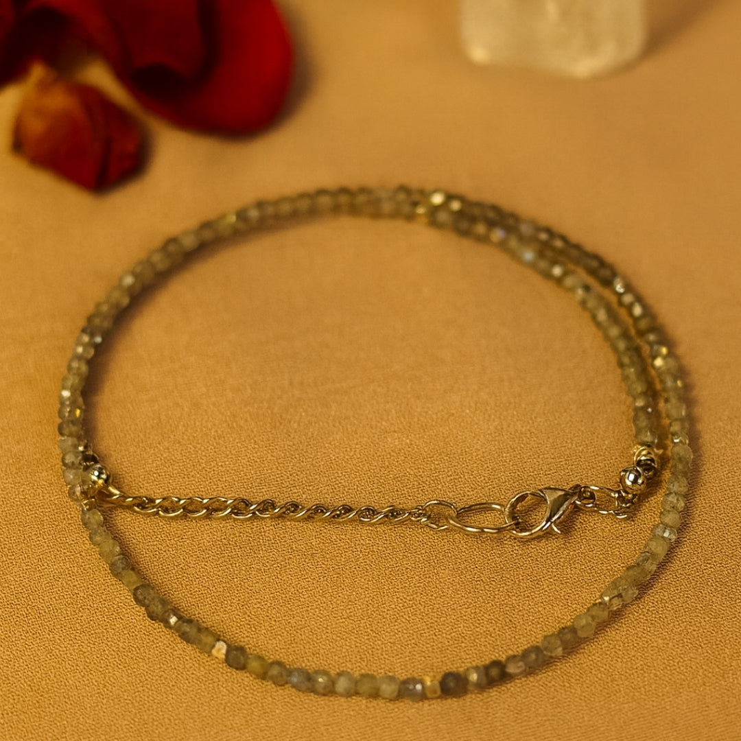 Labradorite Dainty Necklace 3mm Faceted Gemstone