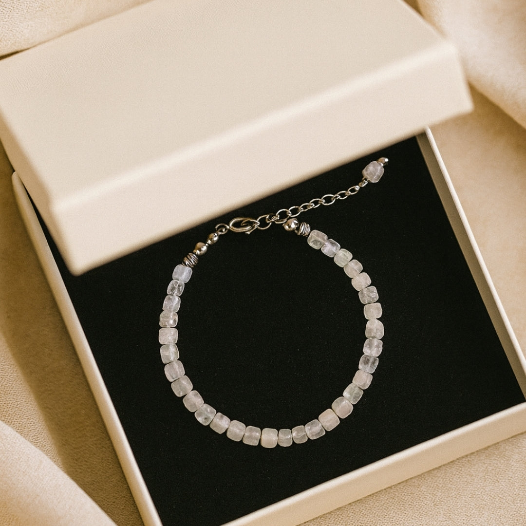Moonstone Cube Bracelet Cube Cut 4–5 mm | 925 Silver |
