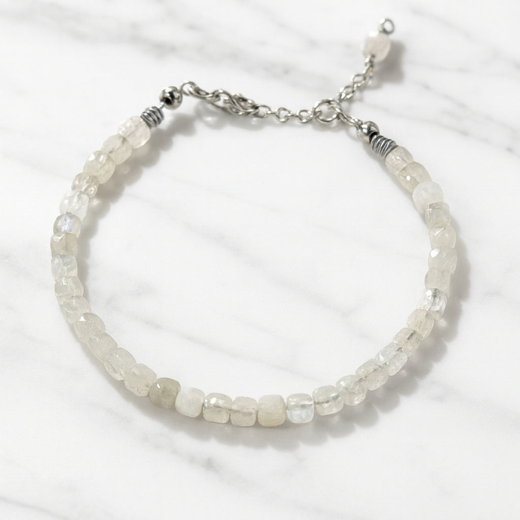 Moonstone Cube Bracelet Cube Cut 4–5 mm | 925 Silver |