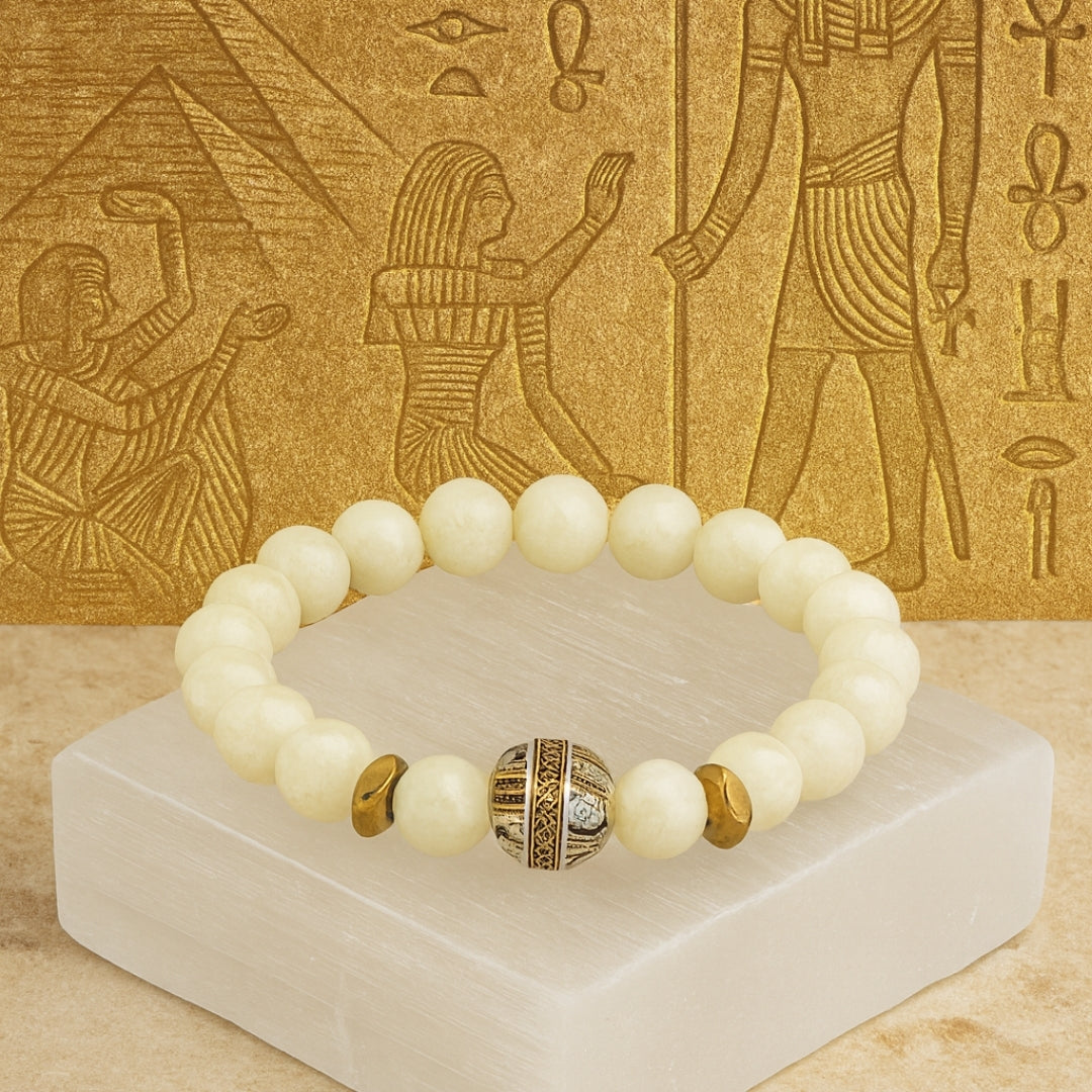 Moonstone Bracelet 8mm | AAA White Moonstone and Hematite  | Gift for Her