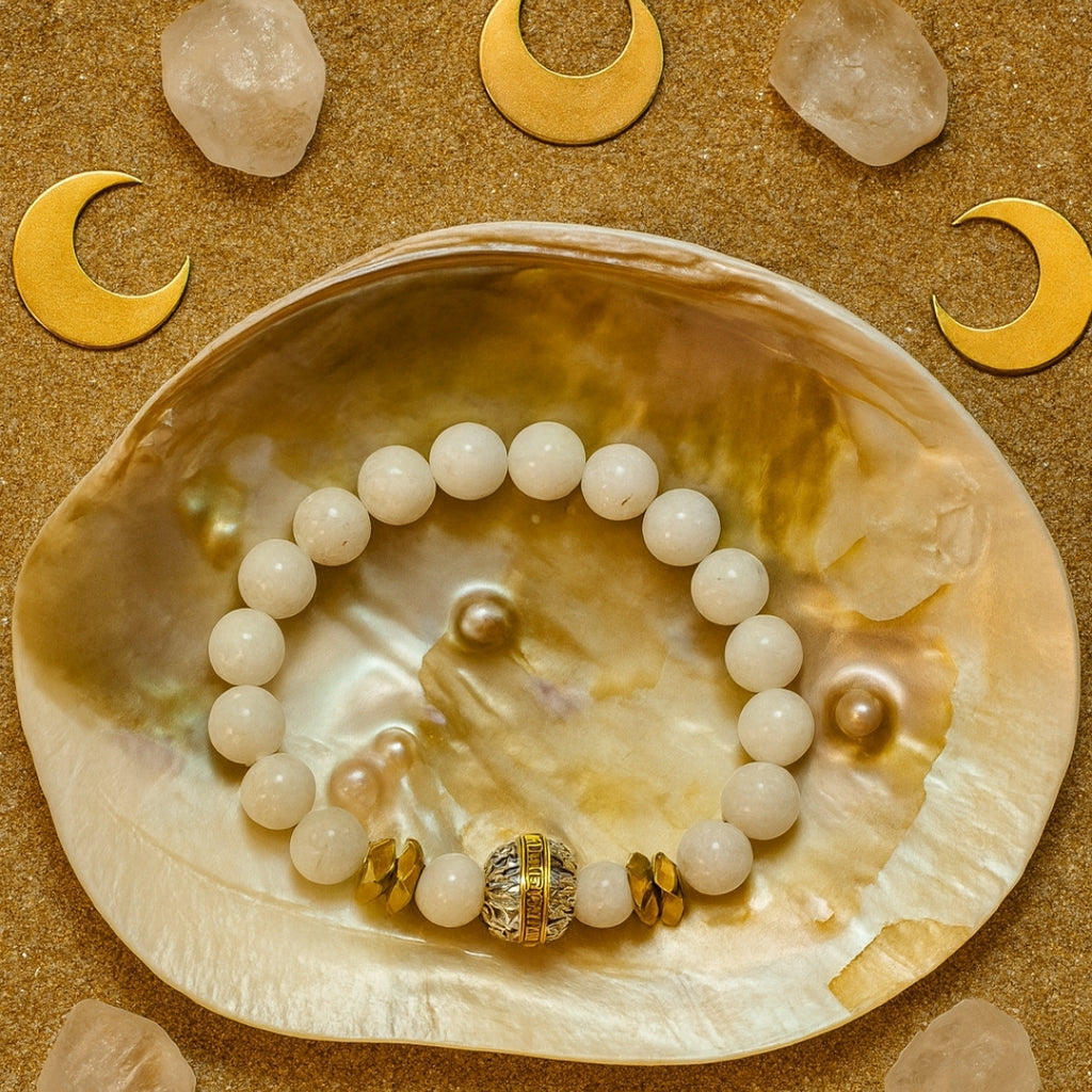 Moonstone Bracelet 8mm | AAA White Moonstone and Hematite  | Gift for Her
