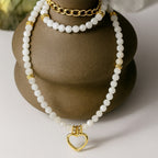 Moonstone Heart Necklace | 3 mm Faceted Gemstones | Naia Heart | Intuition • Emotional Harmony • Lunar Radiance