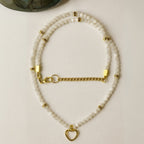 Moonstone Heart Necklace | 3 mm Faceted Gemstones | Naia Heart | Intuition • Emotional Harmony • Lunar Radiance