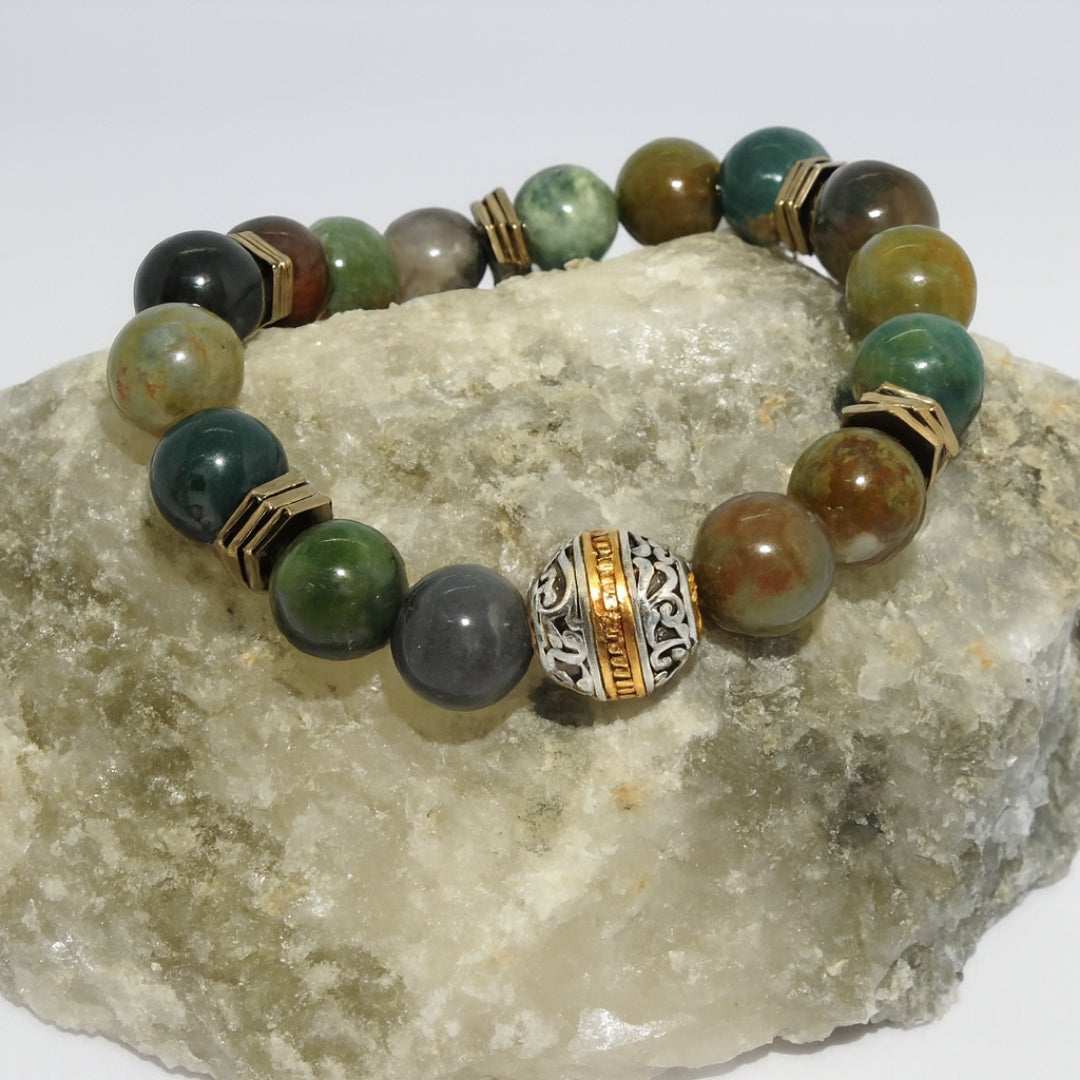 Moss Agate Hematite 10 mm | Druid’s Secret | Ancient Roots Collection
