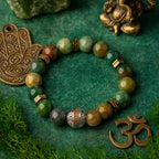 Moss Agate Hematite Bracelet 10mm