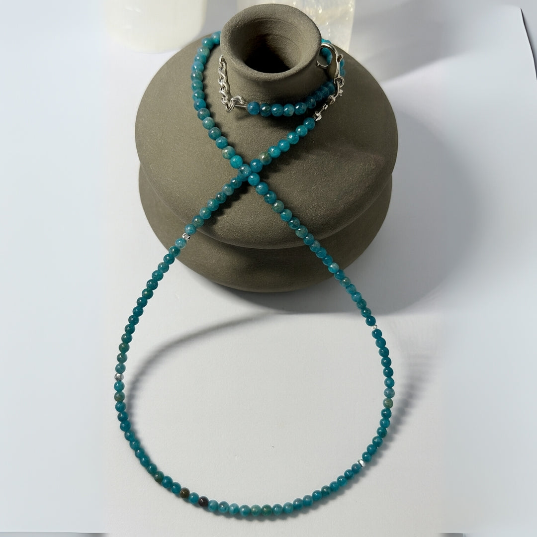Blue Apatite Necklace 3 mm | Aether Whisper Collection