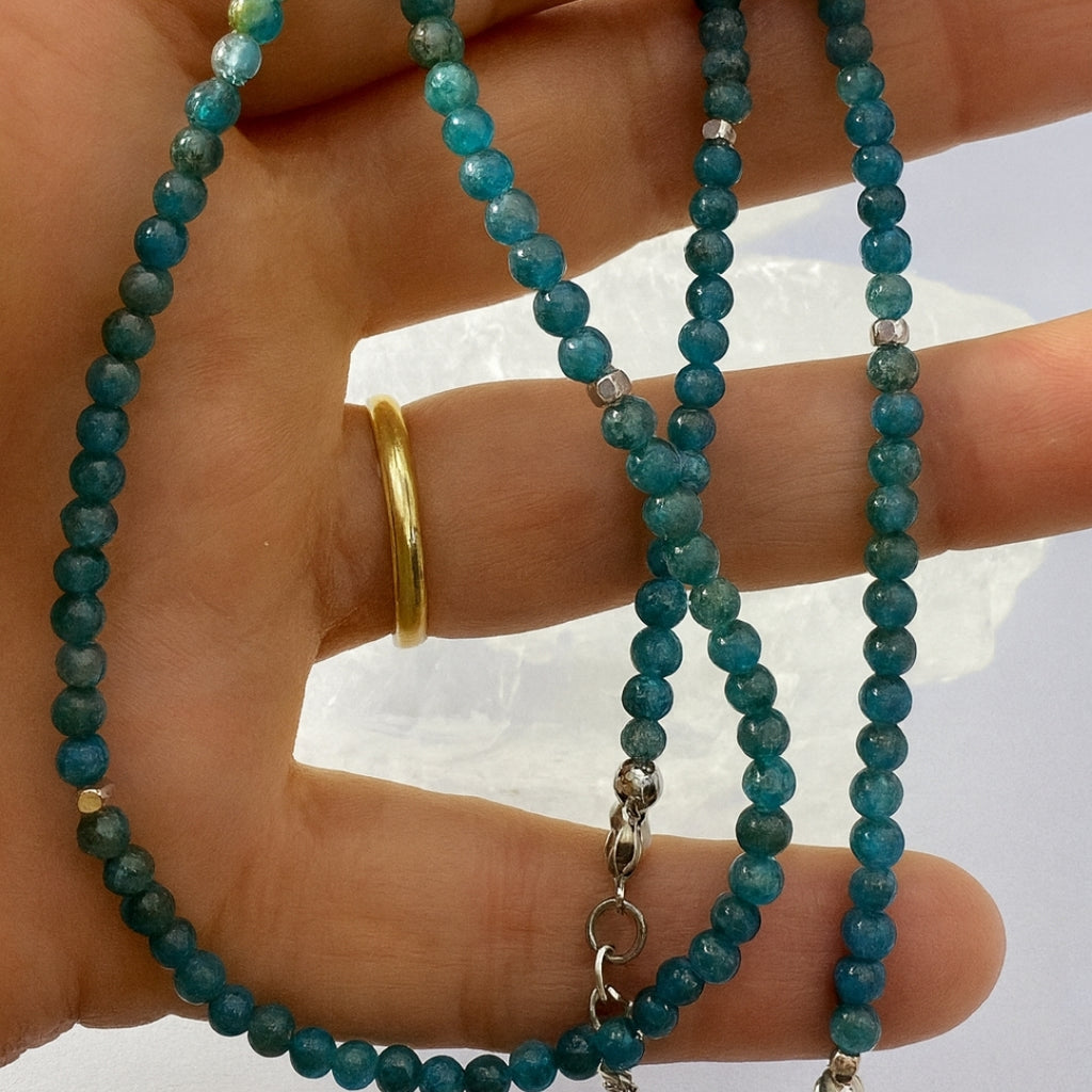 Blue Apatite Necklace 3 mm | Aether Whisper Collection