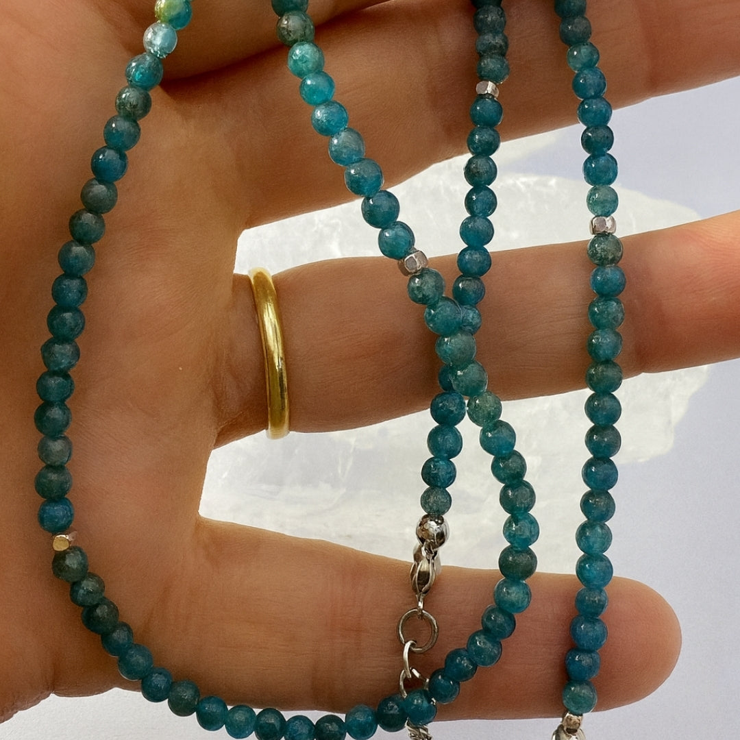 Blue Apatite Necklace 3 mm | Aether Whisper Collection