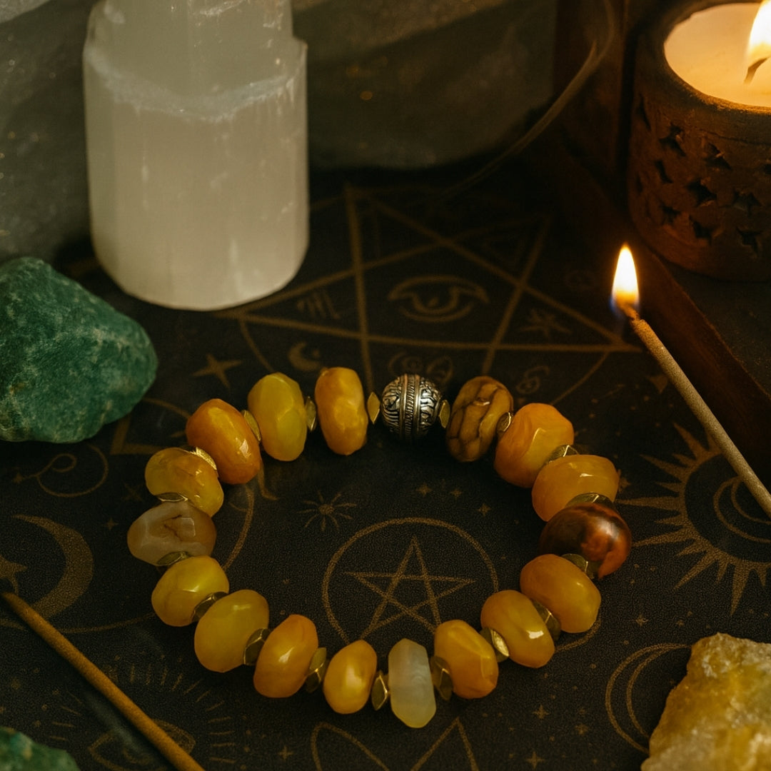 Opal 12mm Rondelle Bracelet | Yellow Opal Crystal Jewelry | Gift for Her