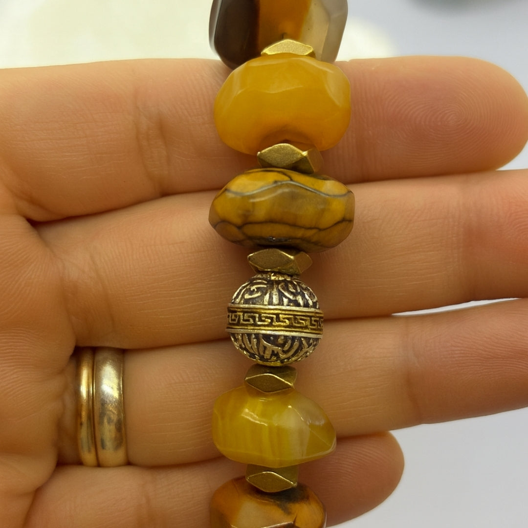 Opal 12mm Rondelle Bracelet | Yellow Opal Crystal Jewelry | Gift for Her