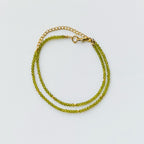Peridot Dainty Necklace 3mm Faceted Green Peridot 18K Gold Plated
