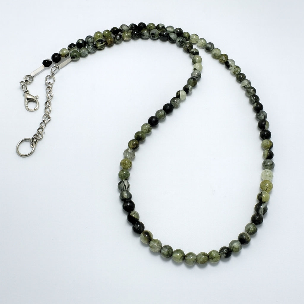Prehnite Core Necklace – Natural Prehnite with Epidote Inclusions