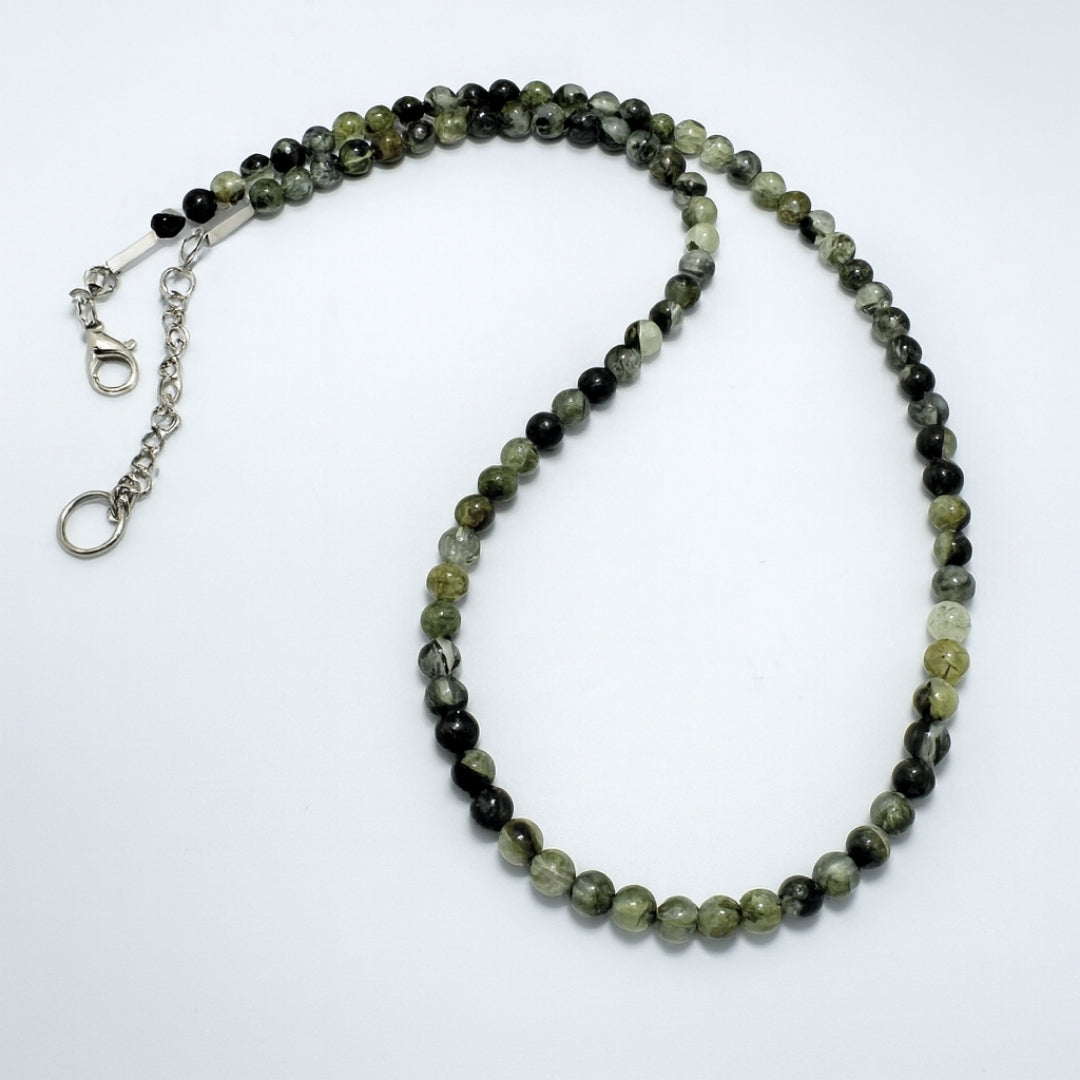 Prehnite Core Necklace – Natural Prehnite with Epidote Inclusions