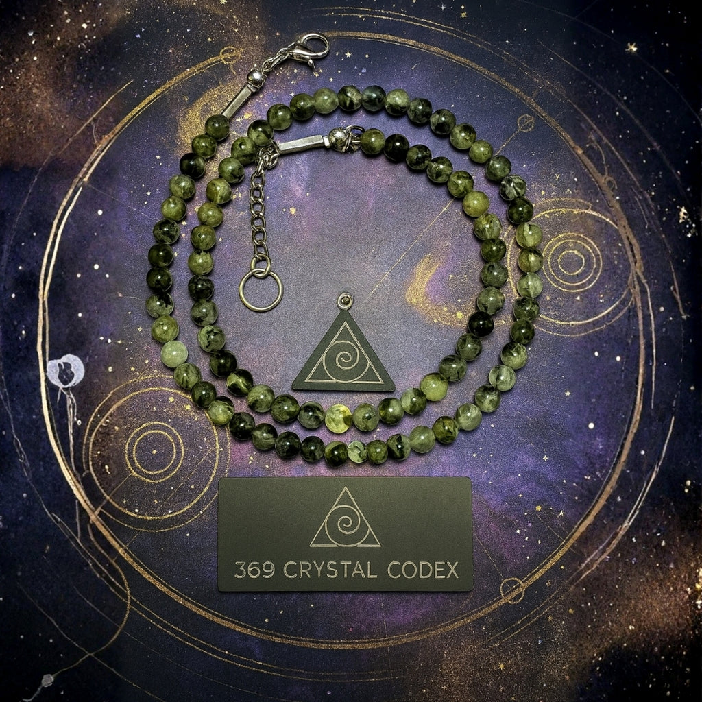 Prehnite Core Necklace – Natural Prehnite with Epidote Inclusions