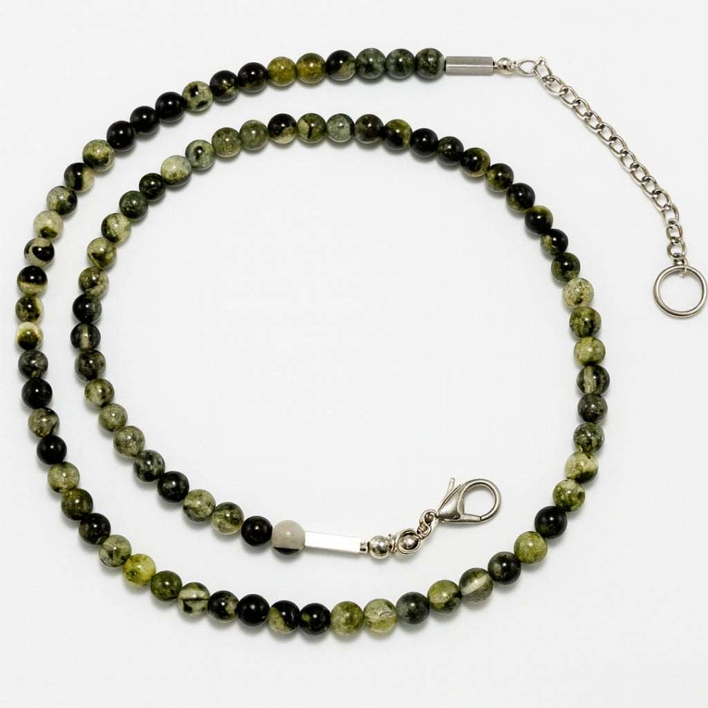 Prehnite Core Necklace – Natural Prehnite with Epidote Inclusions