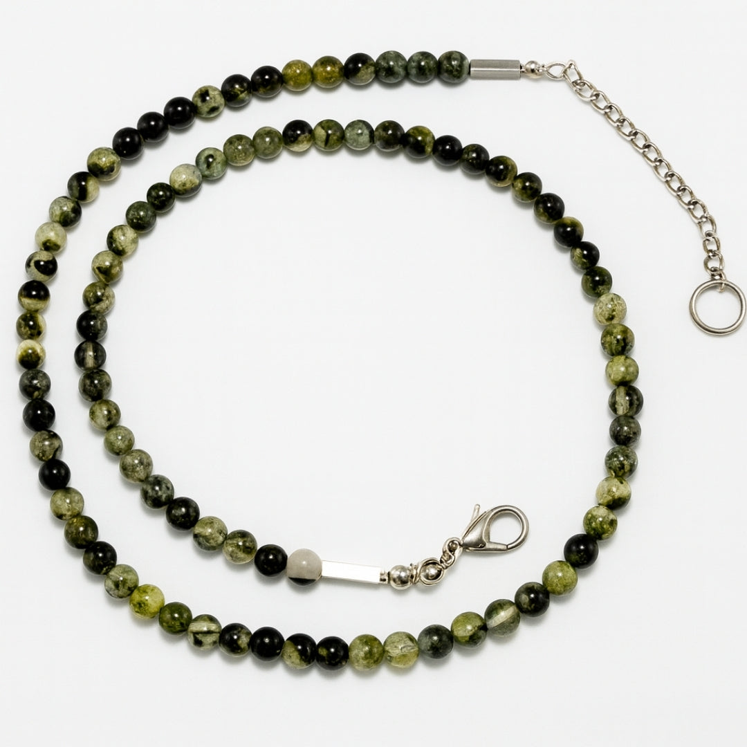 Prehnite Core Necklace – Natural Prehnite with Epidote Inclusions