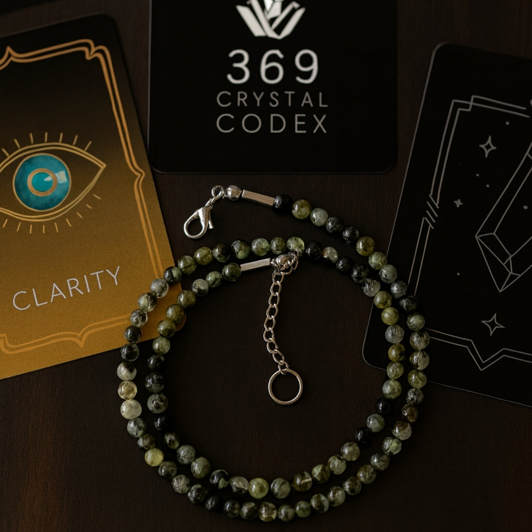 Prehnite Core Necklace – Natural Prehnite with Epidote Inclusions