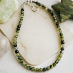 Prehnite Core Necklace – Natural Prehnite with Epidote Inclusions