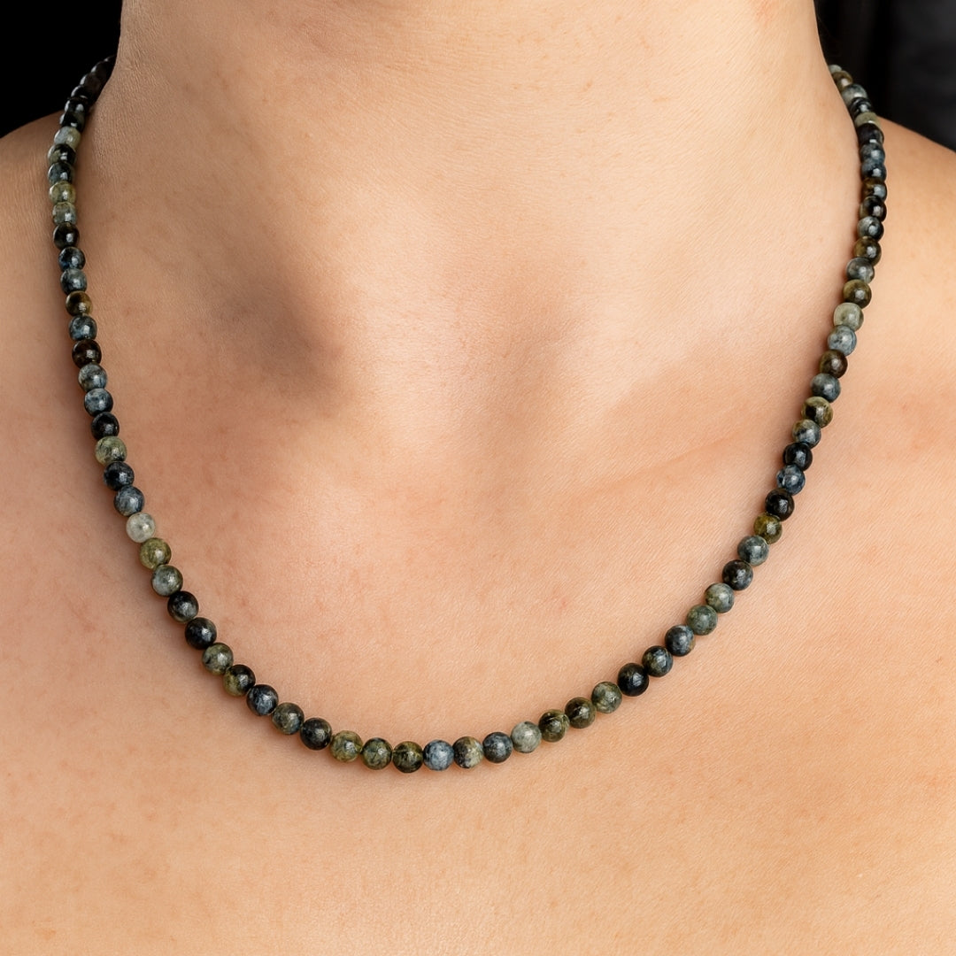 Prehnite Core Necklace – Natural Prehnite with Epidote Inclusions