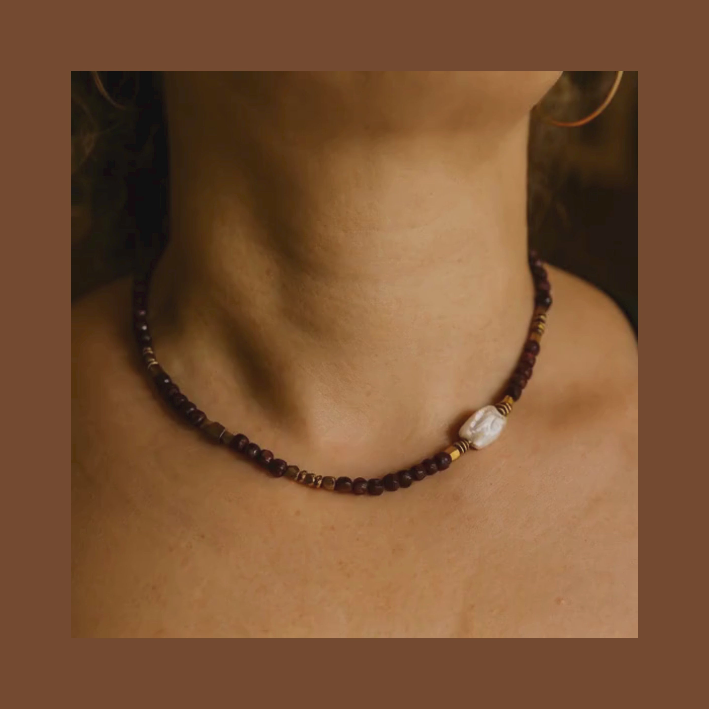 Juno’s Divine Fire Grace Ruby, Hematite Baroque Pearl Necklace Luxury Gemstone Necklace