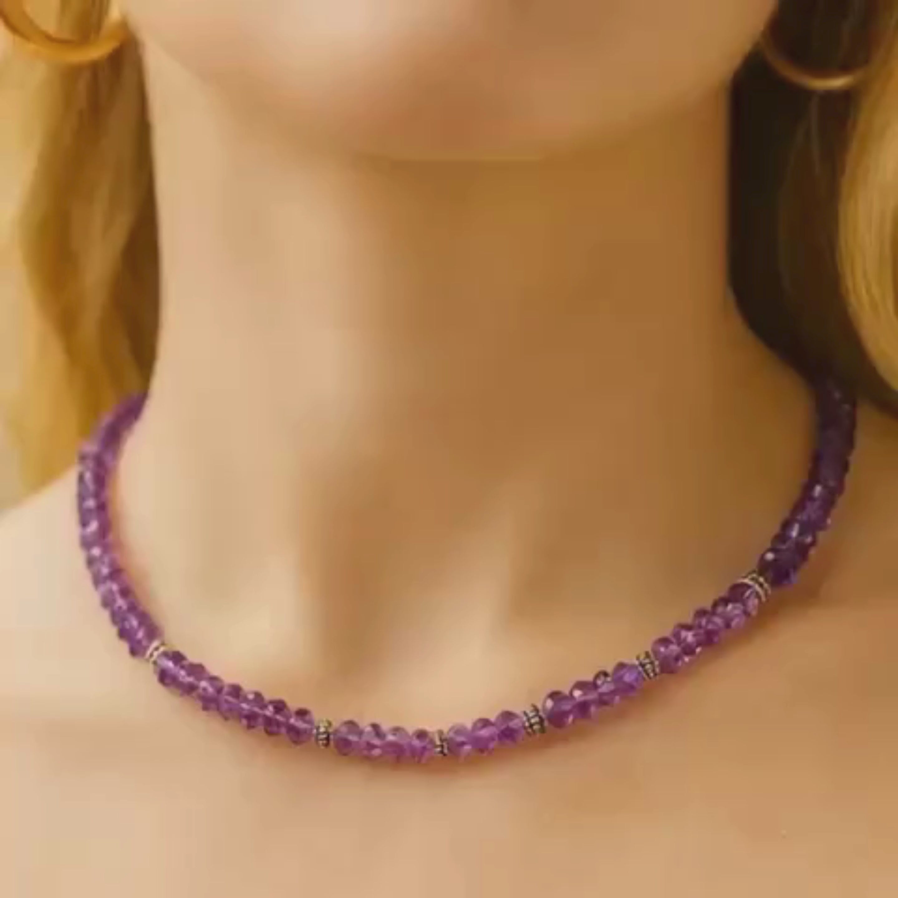 Amethyst & 925 Sterling Silver Necklace | AAA Faceted Gemstone |Luxury Handmade Jewelry