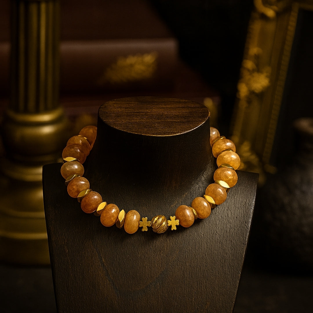 Strawberry Quartz Bracelet 10mm Rondelle with Hematite | Prana Vitae Collection