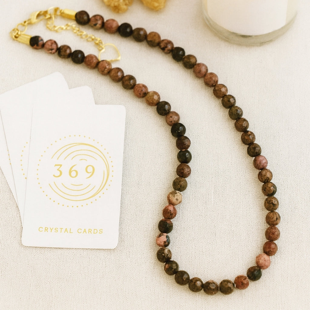 Rhodonite Gold Hematite Necklace |