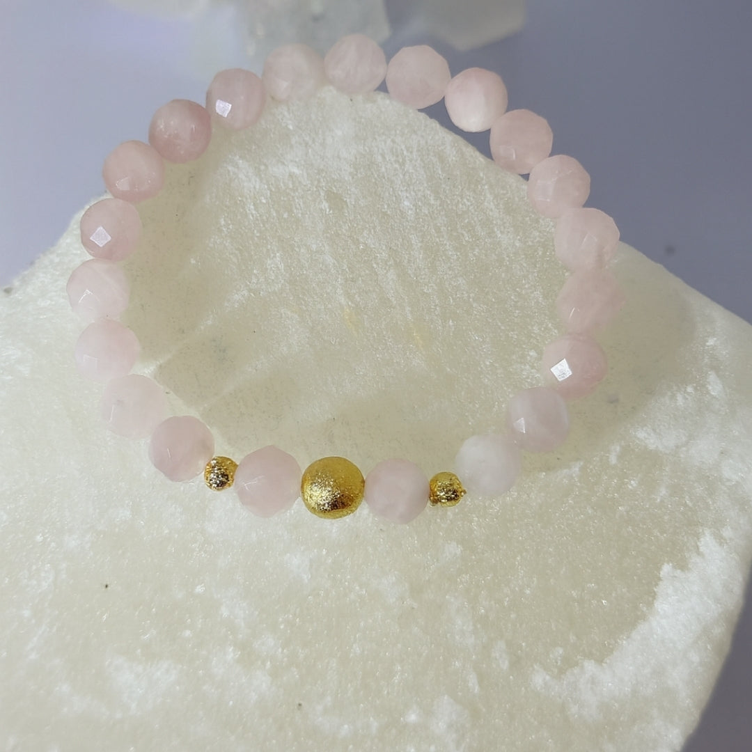 Rose Quartz 8 mm Faceted Bracelet Gift for Her