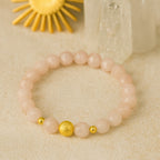 Rose Quartz Bracelet 8mm Faceted | 18K Gold Accents • Love • Heart Energy • Renewal