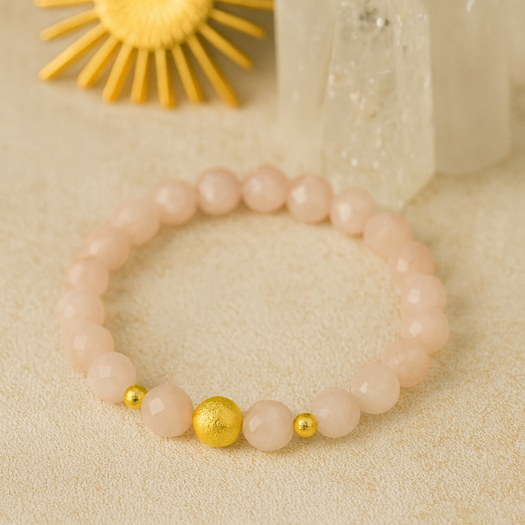 Rose Quartz 8 mm Faceted Bracelet Gift for Her