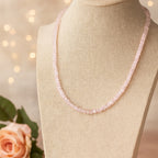 Natural Rose Quartz 3–5 mm Faceted | 925 Silver Clasp | 44 cm + 6 cm Extension